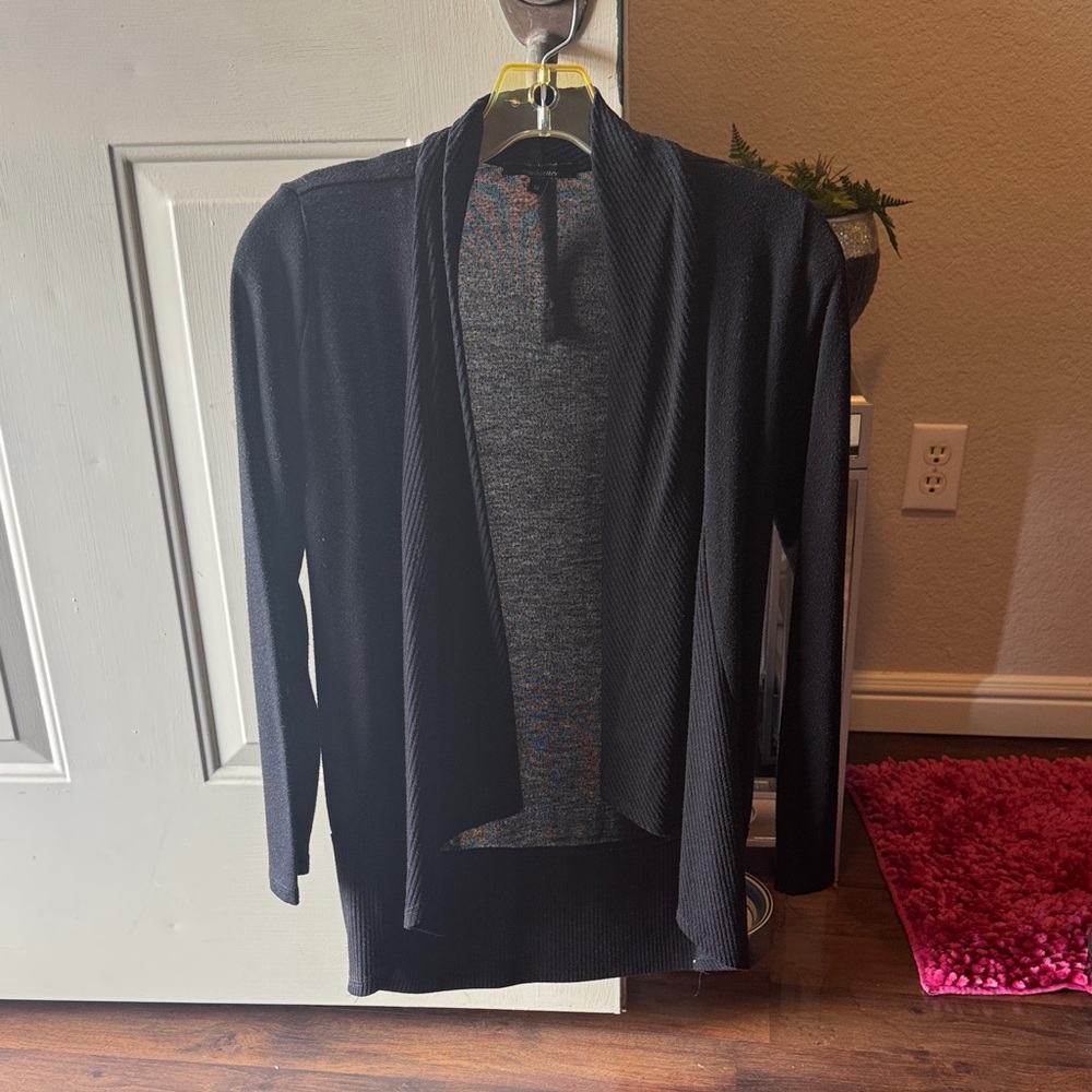 Woman’s Black Open-Front Sweater